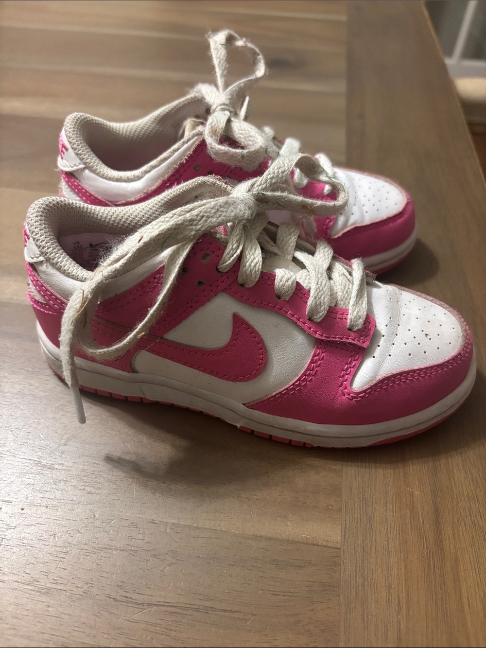 Nike Kids Pink & White Low-Top Sneakers, kids size US 11C